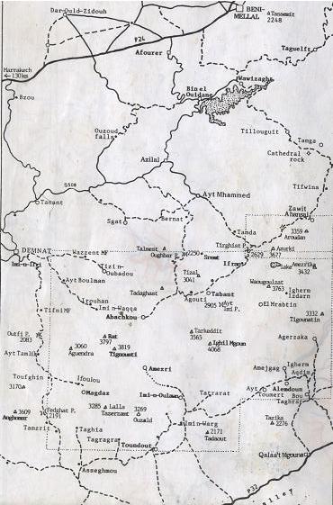 map -acces vers les vallées du massif M`Goun